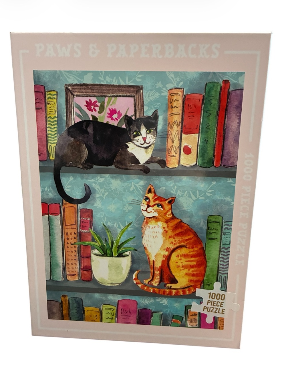 Paws & Paperbacks Cats Bookshelf 1000 Piece Jigsaw Puzzle Casey Krimmel Complete